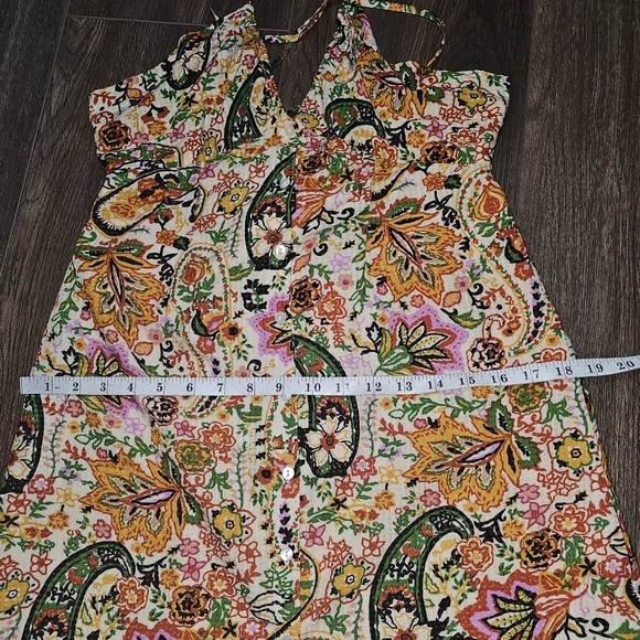 BA&SH Baila Floral Backless Womens Dress Sz S A Line Button Down Bohochic Hippie - Picture 9 of 15